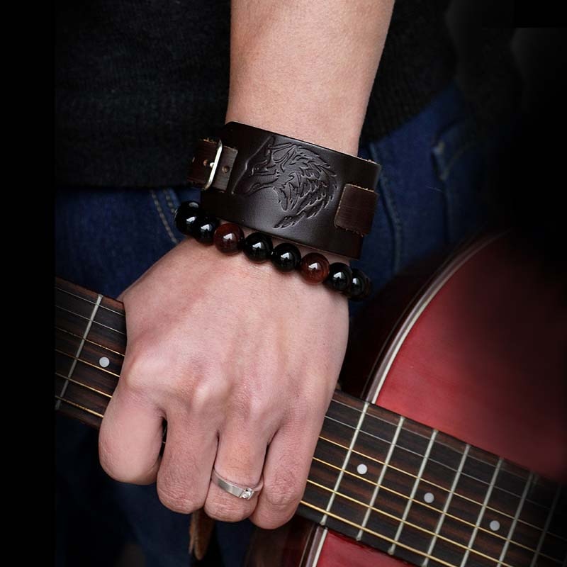 2021 Vintage Wolf Leather Bracelet